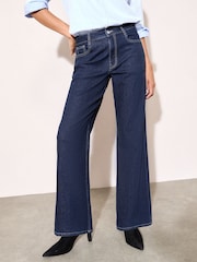 Friends Like These X Lucy Mecklenburgh Rinse Blue Petite Everyday Wide Jeans - Image 2 of 4