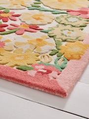 Lucy Tiffney Orange Campion Floral Print Wool Tufted Rug - Image 3 of 5