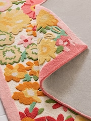 Lucy Tiffney Orange Campion Floral Print Wool Tufted Rug - Image 4 of 5