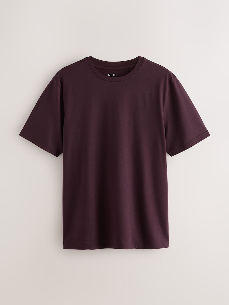 Purple Fig Regular Fit Essential Crew Neck Cotton T-Shirt - Image 1 of 3