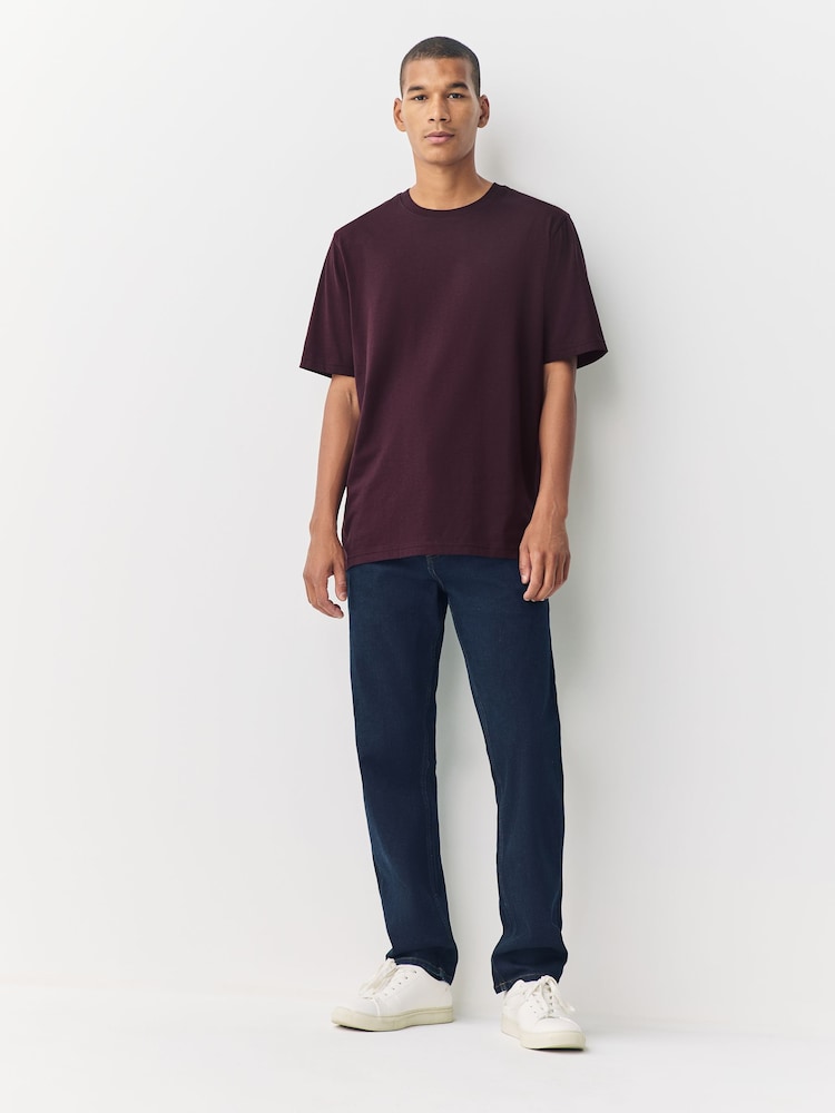 Purple Fig Regular Fit Essential Crew Neck Cotton T-Shirt - Image 2 of 7 Purple Fig Regular Fit Essential Crew Neck Cotton T-Shirt - Image 2 of 7