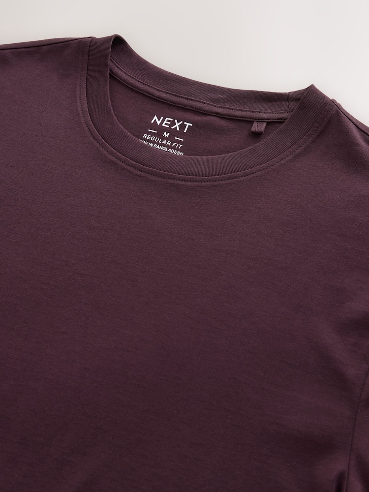 Purple Fig Regular Fit Essential Crew Neck Cotton T-Shirt - Image 3 of 3
