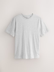 Light Grey Marl Regular Fit Essential Crew Neck Cotton T-Shirt - Image 1 of 3
