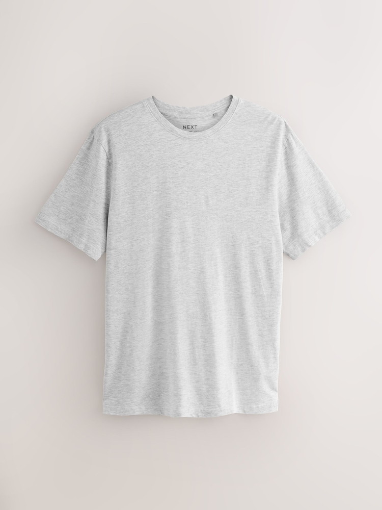 Light Grey Marl Regular Fit Essential Crew Neck Cotton T-Shirt - Image 1 of 3