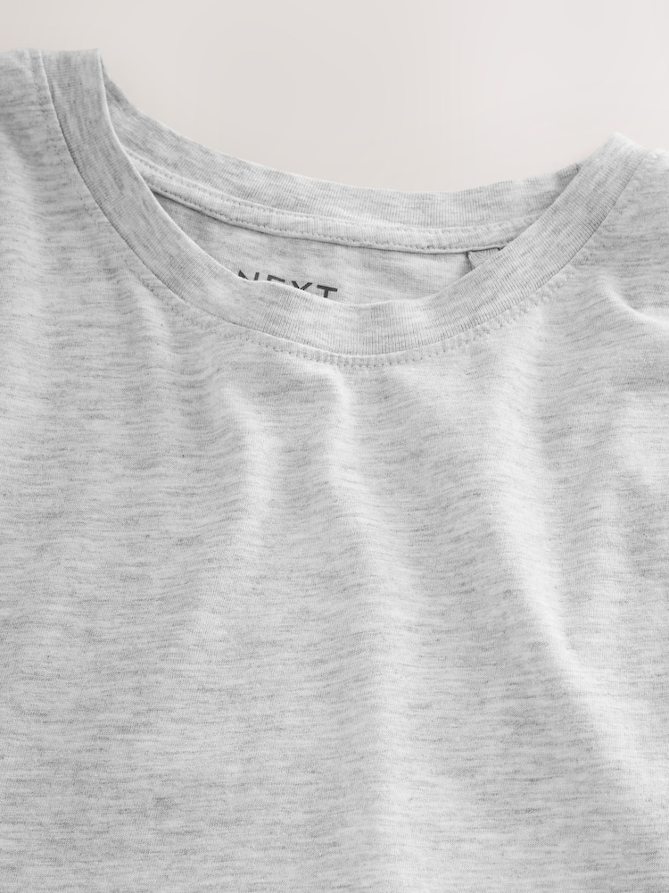 Light Grey Marl Regular Fit Essential Crew Neck Cotton T-Shirt - Image 3 of 3