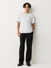 Marga cinzenta clara - Ajuste regular - Camiseta essencial com decote em V - Imagem 3 de 7