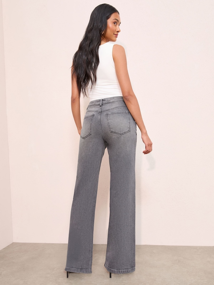 Friends Like These Grey Denim Petite Everyday Wide Jeans - Image 4 of 4 Friends Like These Grey Denim Petite Everyday Wide Jeans - Image 4 of 4