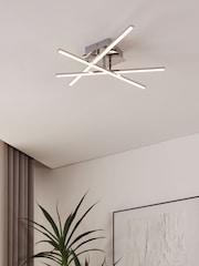 Eglo Chrome Lasana 1 LED Contemporary Flush Ceiling Light - Image 1 of 6