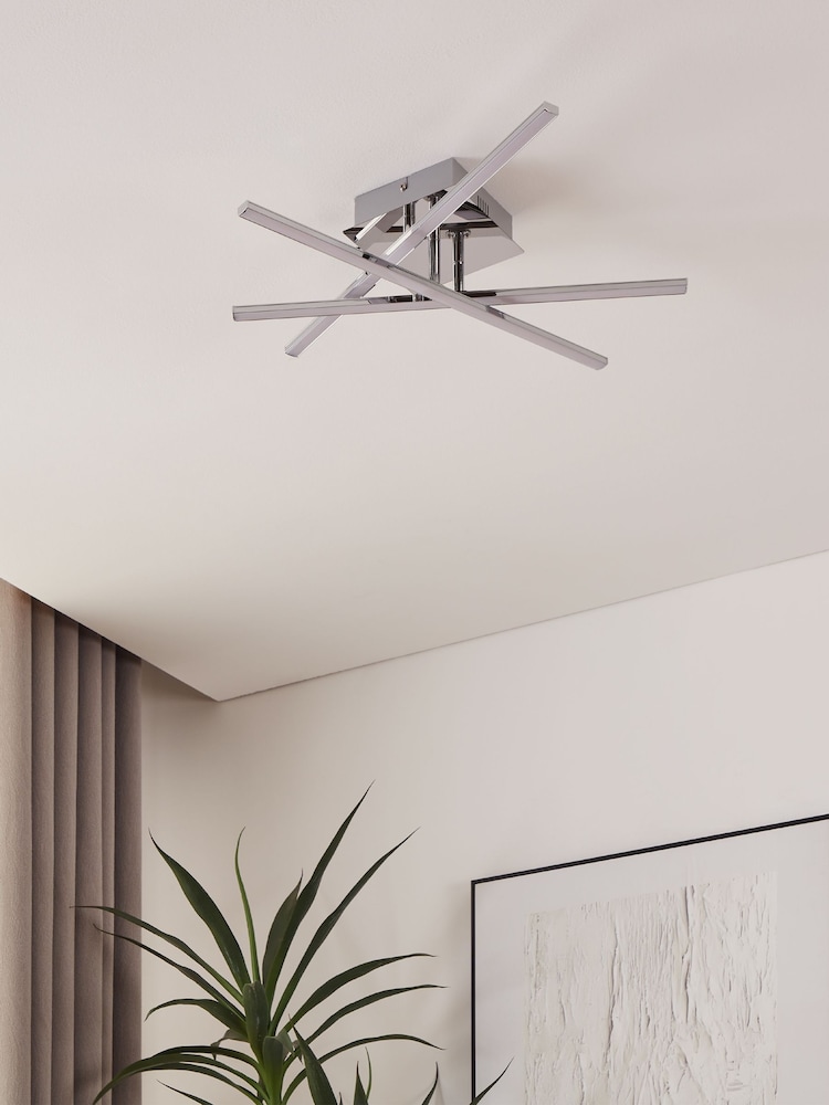 Eglo Chrome Lasana 1 LED Contemporary Flush Ceiling Light - Image 2 of 6
