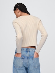Gap Beige Cropped Plaited Rib Cardigan - Image 2 of 5