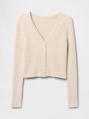 Gap Beige Cropped Plaited Rib Cardigan - Image 4 of 5