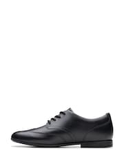 Clarks Black Leather Standard Fit (F) Older Girls Finja Wing Brogues - Image 2 of 6