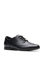 Clarks Black Leather Standard Fit (F) Older Girls Finja Wing Brogues - Image 3 of 6