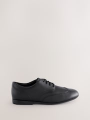 Clarks Black Leather Wide Fit (G) Older Girls Finja Wing Brogues - Image 1 of 1