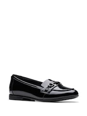 Clarks Black Patent Standard Fit (F) Older Girls Finja Loafers - Image 3 of 6