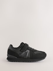 Clarks Black Leather Wide Fit (G) Younger Boys Jaspen Vibe Trainers - Image 1 of 1