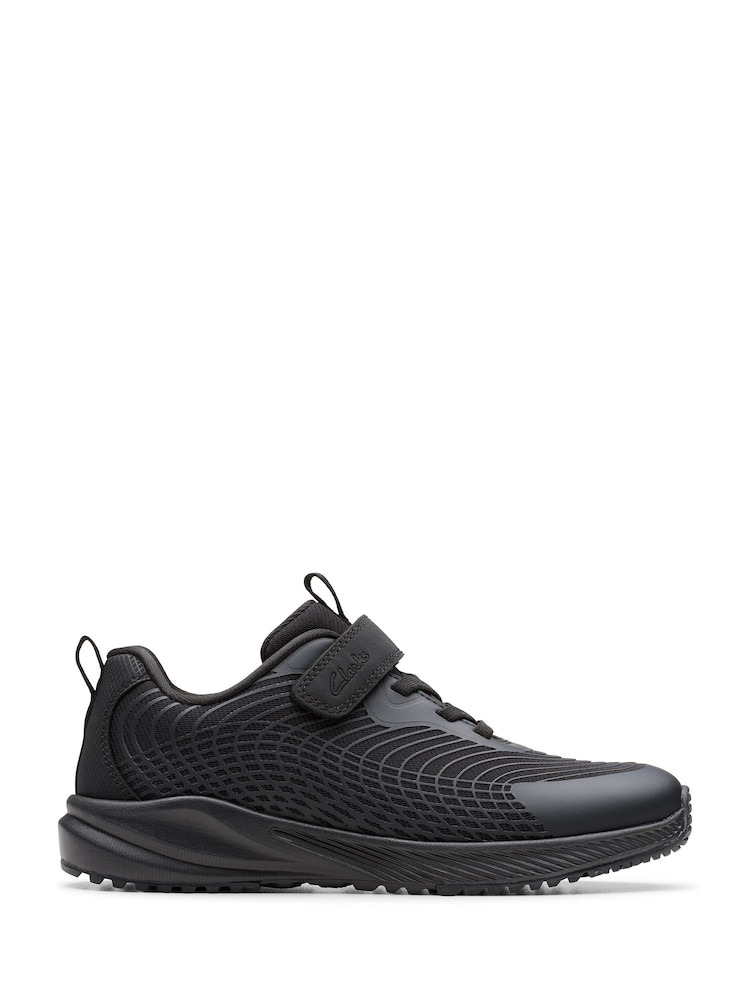 Clarks Black Younger Boys Deyes Dash Trainers - Image 1 of 6 Clarks Black Younger Boys Deyes Dash Trainers - Image 1 of 6