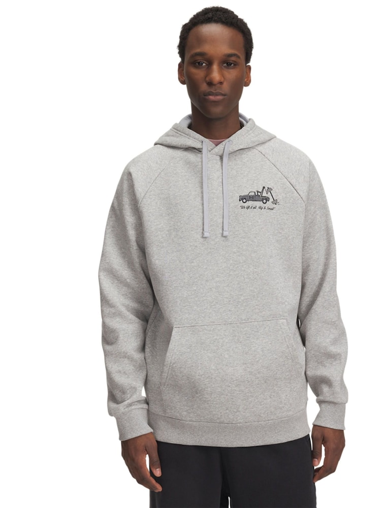 Under Armour Grey Rival Fleece HBR Logo Hoodie - Image 1 of 3