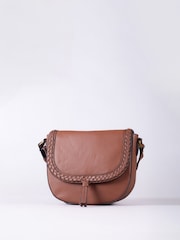 Lakeland Leather tan Tarnbeck Braid Saddle Bag - Image 1 of 6