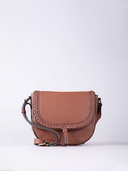 Lakeland Leather tan Tarnbeck Braid Saddle Bag - Image 2 of 6