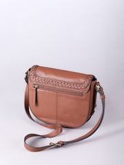 Lakeland Leather tan Tarnbeck Braid Saddle Bag - Image 5 of 6