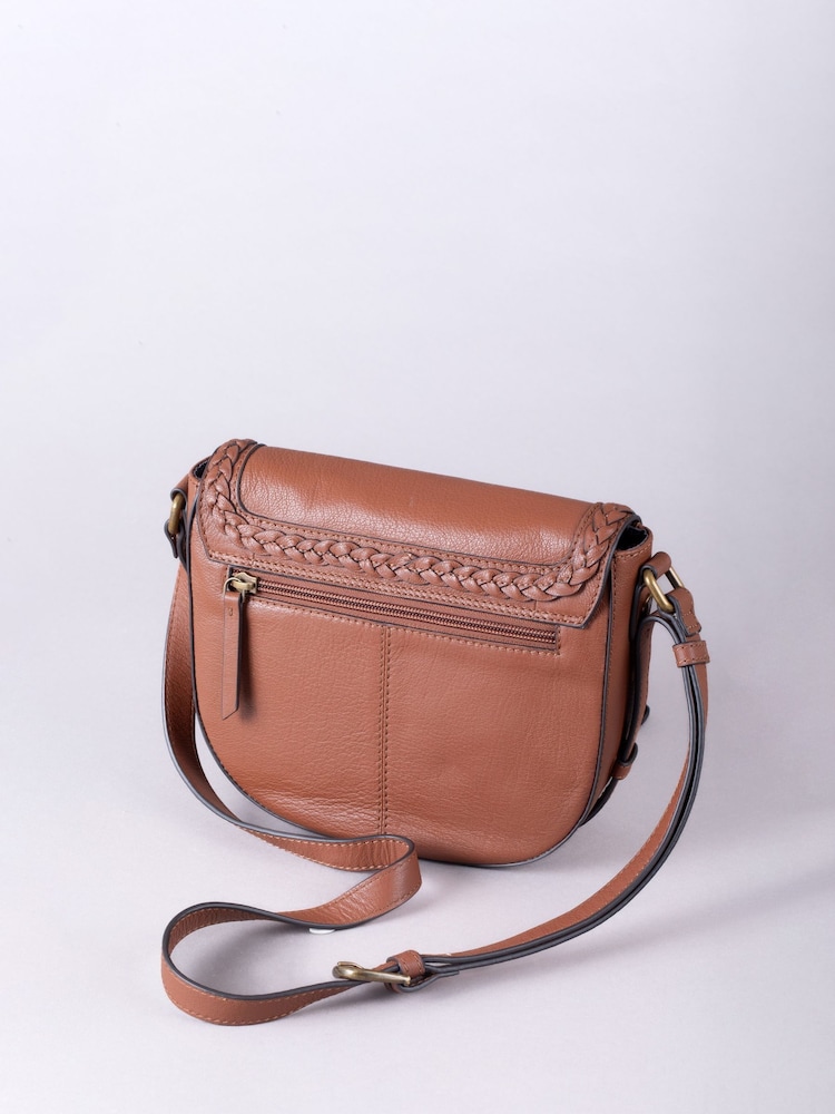 Lakeland Leather tan Tarnbeck Braid Saddle Bag - Image 5 of 6