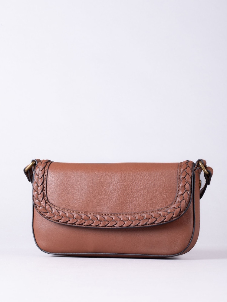 Lakeland Leather Brown Tarnbeck Braid Cross-Body Bag - Image 1 of 5