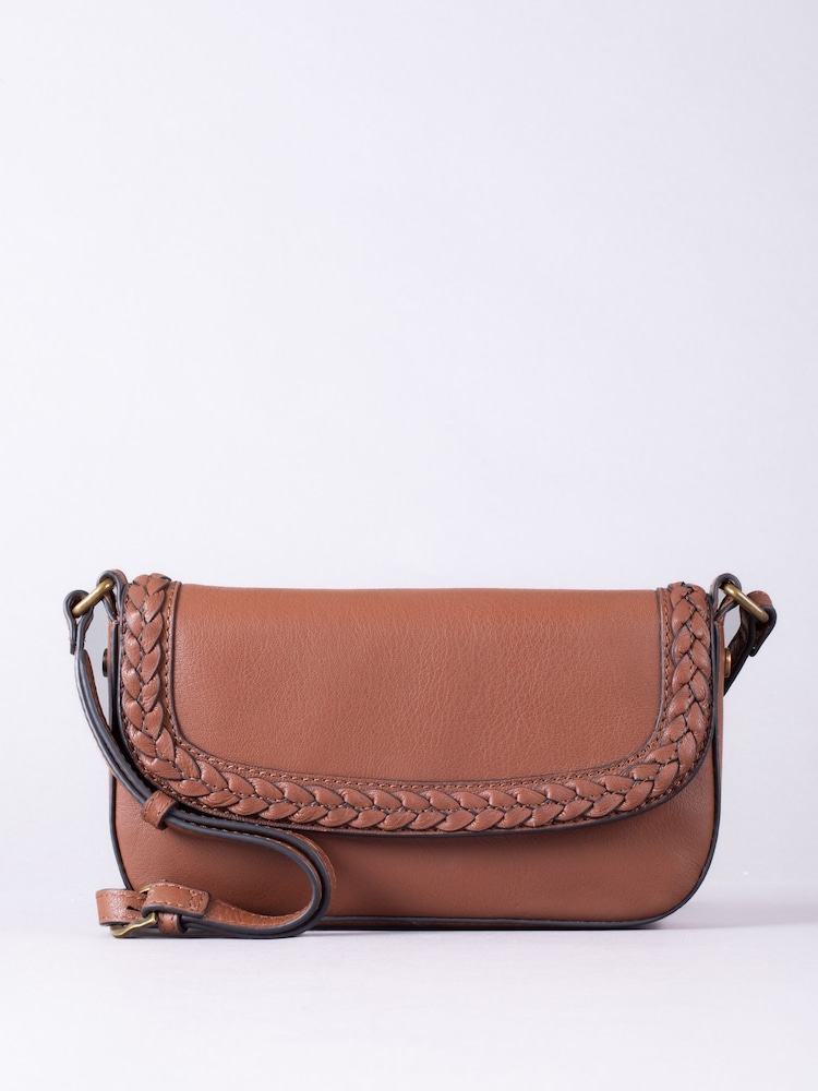 Lakeland Leather Brown Tarnbeck Braid Cross-Body Bag - Image 2 of 5