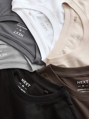 Black/White/Grey/Slate Grey/Stone/Brown Regular Fit Essential Cotton T-Shirts 6 Pack - Image 10 of 10