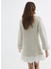River Island Brown Knit Half Zip Pleated Jumper Dress - Image 2 of 6