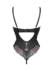 Pour Moi Black/chrome Thong After Hours Underwired Thong Back Bodysuit - Image 4 of 4