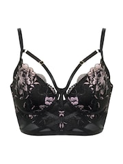 Pour Moi Black After Hours Padded Longline Bra - Image 3 of 4