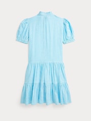 Polo Ralph Lauren Bright Blue Girls Stripe Linen Blend Shirt Dress - Image 2 of 2