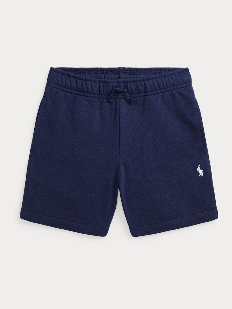Polo Ralph Lauren Blue Boys French Terry Drawstring Jersey Shorts - Image 1 of 2 Polo Ralph Lauren Blue Boys French Terry Drawstring Jersey Shorts - Image 1 of 2