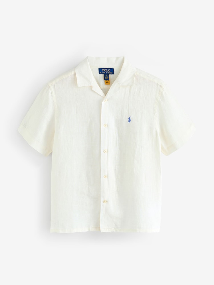Polo Ralph Lauren Ivory Boys Linen Camp Collar Linen Shirt - Image 1 of 1