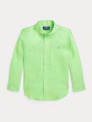 Polo Ralph Lauren Green Boys Linen Shirt - Image 1 of 2