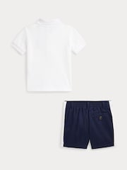 Polo Ralph Lauren White Polo Bear Print Cotton Polo Shirt and Shorts Set - Image 2 of 3