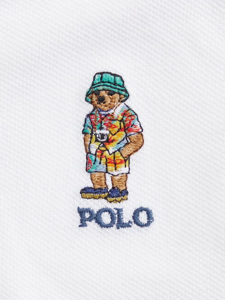 Polo Ralph Lauren White Polo Bear Print Cotton Polo Shirt and Shorts Set - Image 3 of 3