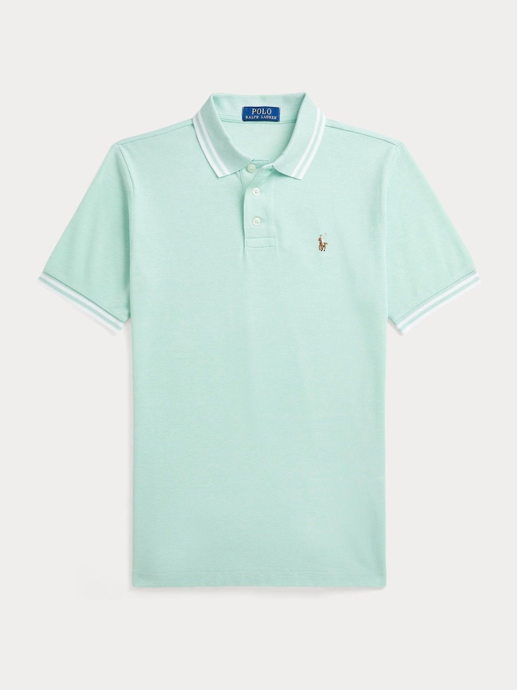Polo Ralph Lauren Turquoise Boys Tipped Cotton Polo Shirt. - Image 1 of 2