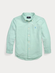 Polo Ralph Lauren Green Boys Striped Seersucker Shirt - Image 1 of 2
