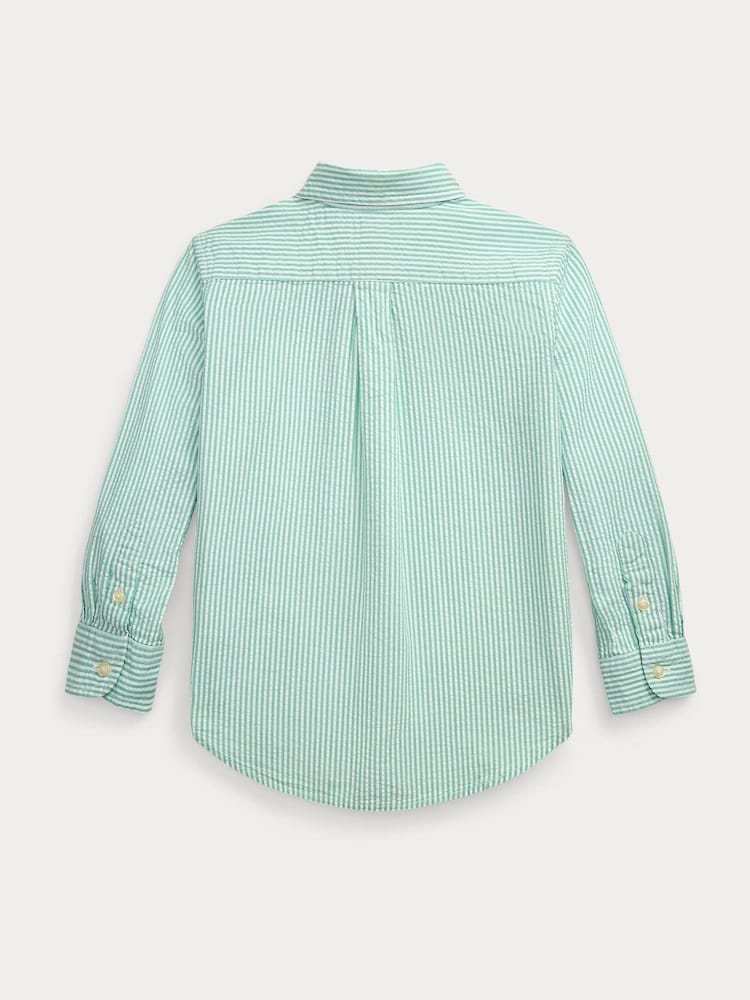 Polo Ralph Lauren Green Boys Striped Seersucker Shirt - Image 2 of 2