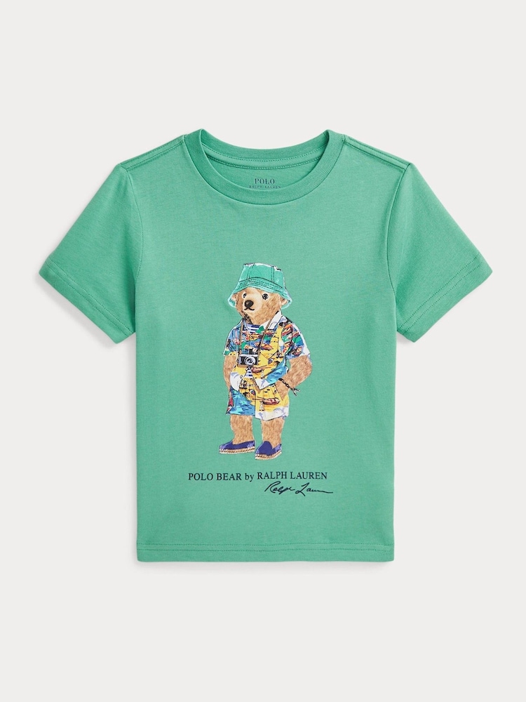 Polo Ralph Lauren Green Boys Holiday Polo Bear Graphic T-Shirt - Image 1 of 3
