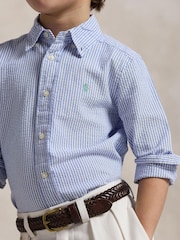 Polo Ralph Lauren Blue Boys Striped Seersucker Shirt - Image 3 of 5