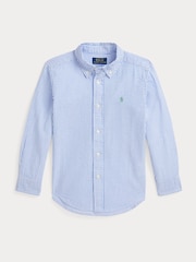 Polo Ralph Lauren Blue Boys Striped Seersucker Shirt - Image 4 of 5