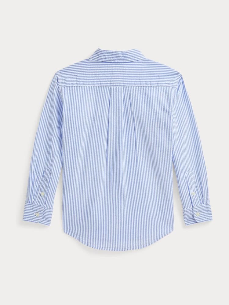 Polo Ralph Lauren Blue Boys Striped Seersucker Shirt - Image 5 of 5