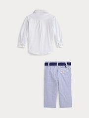 Polo Ralph Lauren White Baby Boys White Shirt Belt Seersucker Shirts And Trousers Set - Image 2 of 2