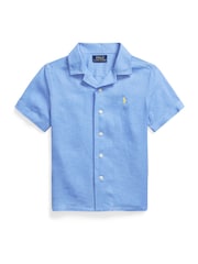 Polo Ralph Lauren Blue Boys Linen Camp Collar Linen Shirt - Image 1 of 2