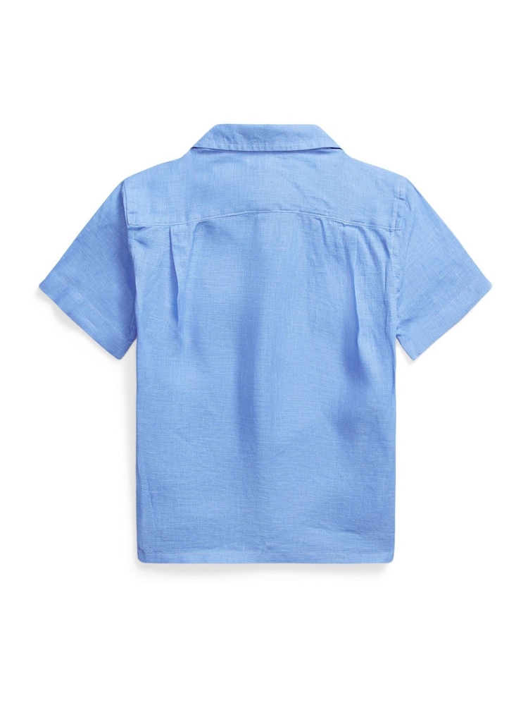 Polo Ralph Lauren Blue Boys Linen Camp Collar Linen Shirt - Image 2 of 2