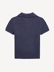 Polo Ralph Lauren Blue Boys Cable Knit Polo Collar Jumper - Image 2 of 2