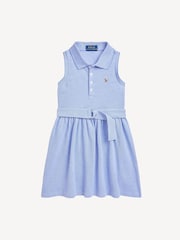 Polo Ralph Lauren Blue Girls Belted Knit Oxford Polo Dress - Image 1 of 2